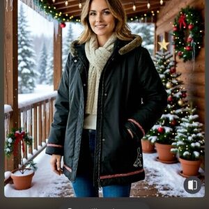 RARE VTG INUK Parka S/P (Fits L) Faux Fur Trim Inuit Embroidery Nova Scotia